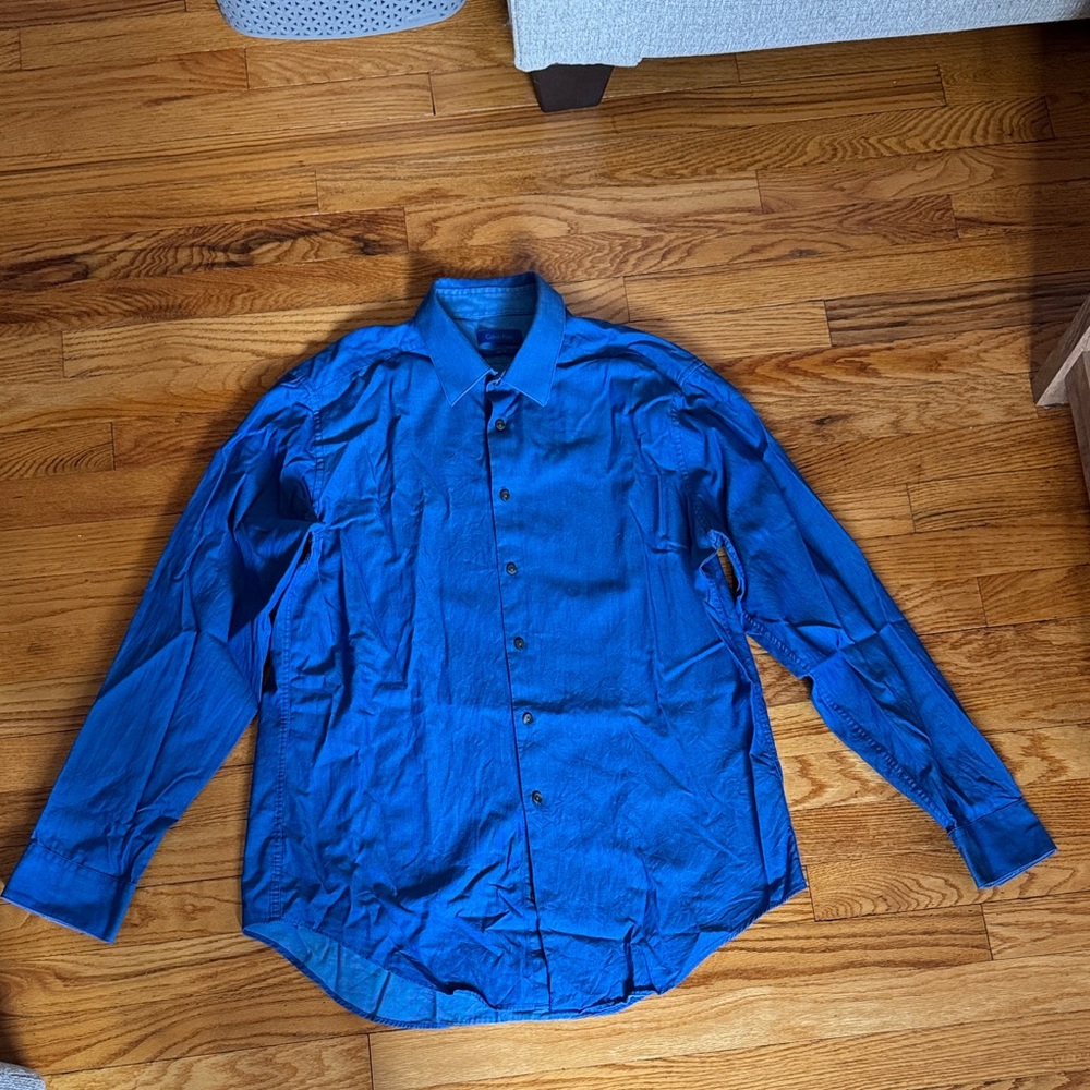 ✨2/$20 Men’s Calvin Klein Slim Fit Button Down Shirt Blue Neck 16-16.5